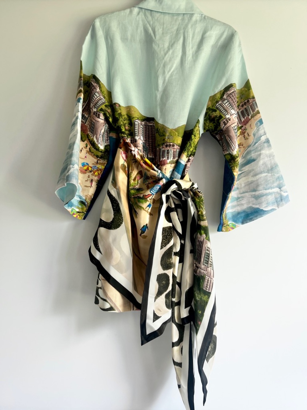 FARM Rio Multicolor Copacabana Beach Long Sleeve Kimono Dress Size Small NWT - Picture 5 of 15